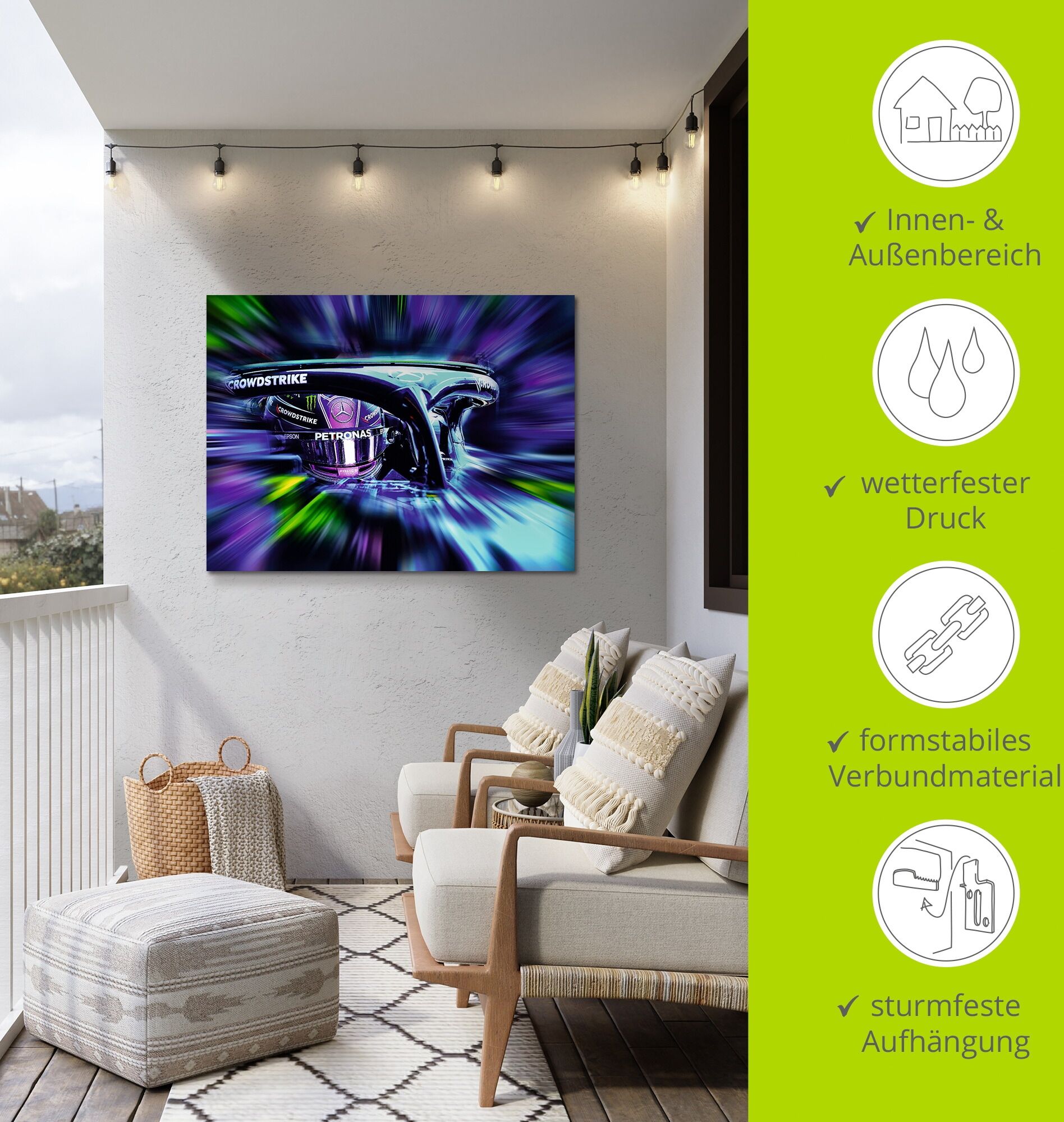 Wandbild ARTLAND "LH44 - Hamilton in kreativen Farben", lila (farbe bild(er): farbig), B:120cm H:90cm, Alu Dibond, Bilder, Wandbild, als Alubild, Leinwandbild, Poster, Wandaufkleber in verschied. Grössen farbe bild(er): farbig B/H/T: 120cm x 90cm, Alu-Dib