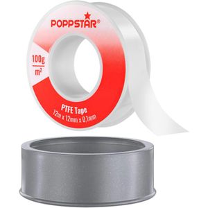 Poppstar Dichtungsband 1010796 PTFE, extra stark, wasserdicht, weiß, 12mm x 12m