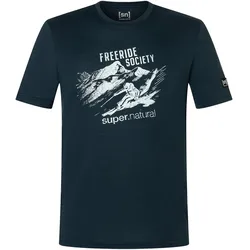 Super Natural, Herren, Sportshirt, T-Shirt mit Aufdruck Super.natural Freeride Society Tee - blueberry/various (XL), Blau