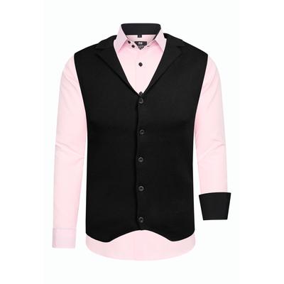 Langarmhemd RUSTY NEAL, Herren, Gr. XXL, EURO-Größen, rosa, 60% Baumwolle, 37% Polyester, 3% Elasthan, mehrfarbig, Hemden, inklusive Langarmhemd und Weste