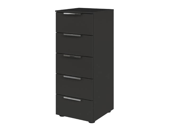 Commode Flipp à 5 tiroirs 40cm Noir/Noir/Argenté