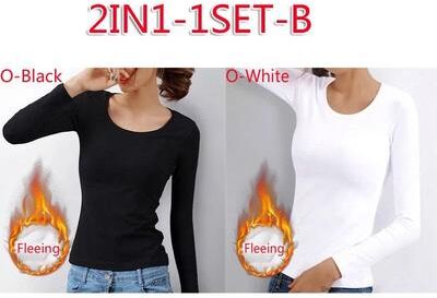 Uplifted Finds Women German Velvet Thermal Bottoming Shirt Long Sleeve Top l 2 In 1 1 Set B