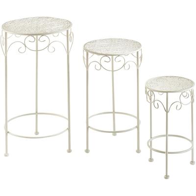 Blumenständer LOCKER, beige (cream), Metall, Pflanzgefäße, rund aus Metall, cream (3er Set)
