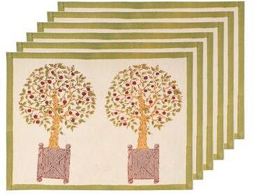 "Couleur Nature Orange Tree Placemats - Red/Green - 15"" x 18"" - Set of 6 - 15"" x 18"""