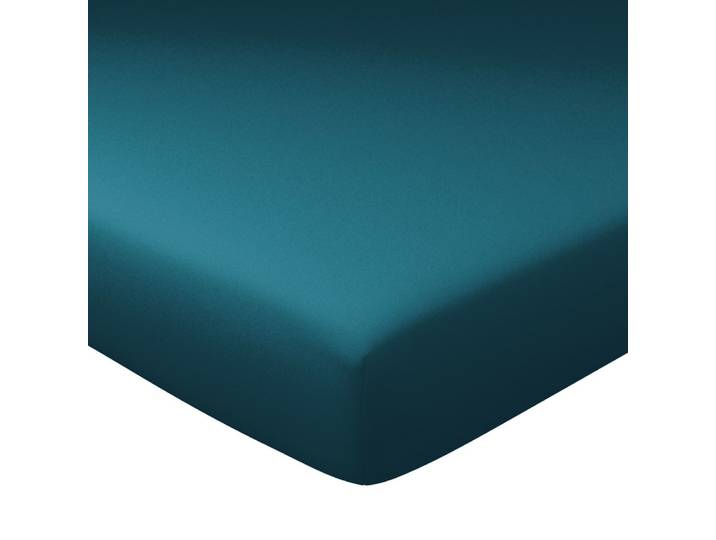 Drap-housse grand bonnet en coton bleu canard 180x200x40cm