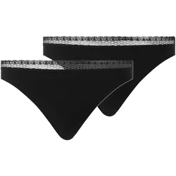 Chantelle Damen Tanga 2er Pack - Cozy Chic, unsichtbar, atmungsaktiv Schwarz / S
