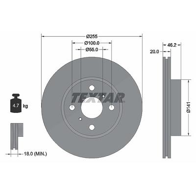 Textar Bremsscheibe [Hersteller-Nr. 92199900] für Toyota, Aston Martin