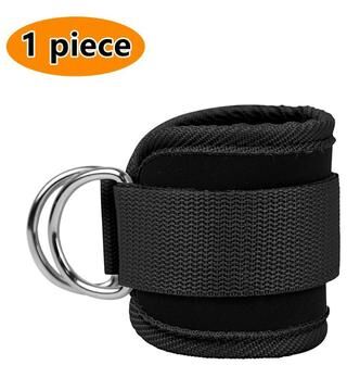 Inspire Daily Merch Premium Cable Ankle Straps For Leg & Glute Workouts Double D Ring Strength Training Cuffs black
