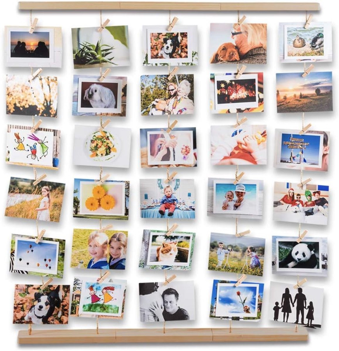 Houten Fotolijst Collage voor Fotowand Decoratie in Houtkleur - 66 x 74 cm