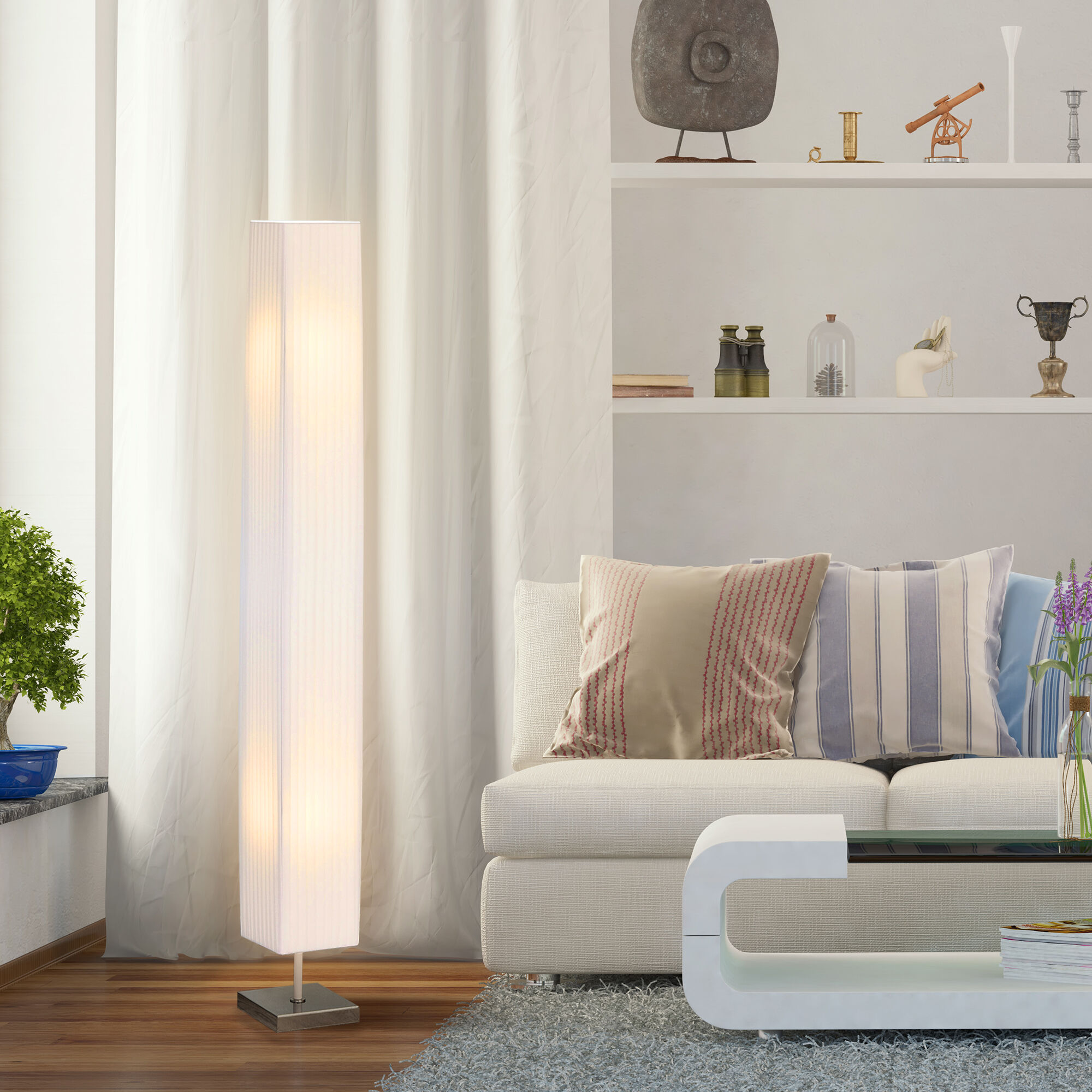 Altro Lampada Da Terra Lampada Piantana Da Terra Design Moderna Salotto Tessuto 14×14×120cm Bianco