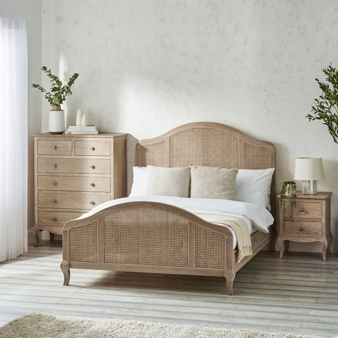 Bay Isle Home Amilda Rattan Bed Frame - Light Oak Brown Double (148 x 200 cm)