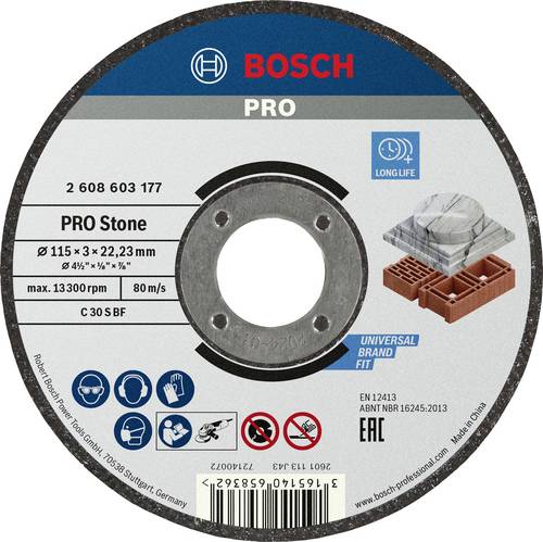 Bosch Accessories 2608603177 2608603177 Trennscheibe gerade 115mm Stein