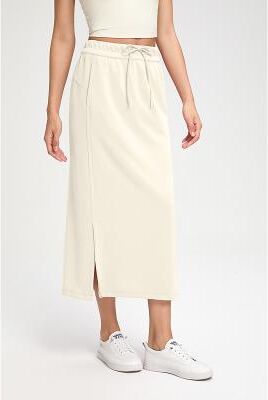 LightInthebox Women's Tennis Golf Skirts Casual Midi High Waist Skirts Stretchy Fitness Graphite gray Distilled coffee White Spring