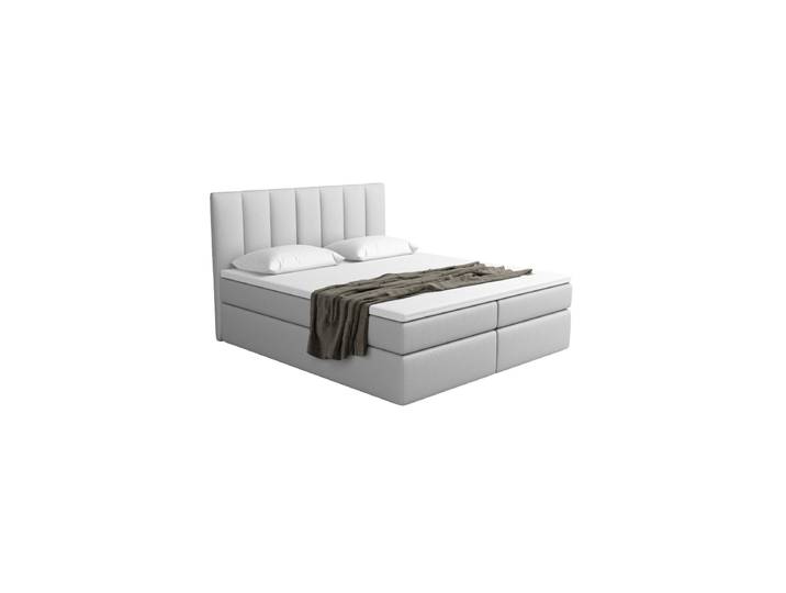 Design Boxspringbett „Saudade“ mit Ablagefach, Kunstleder Hellgrau BLOOMINGLOFT Collection