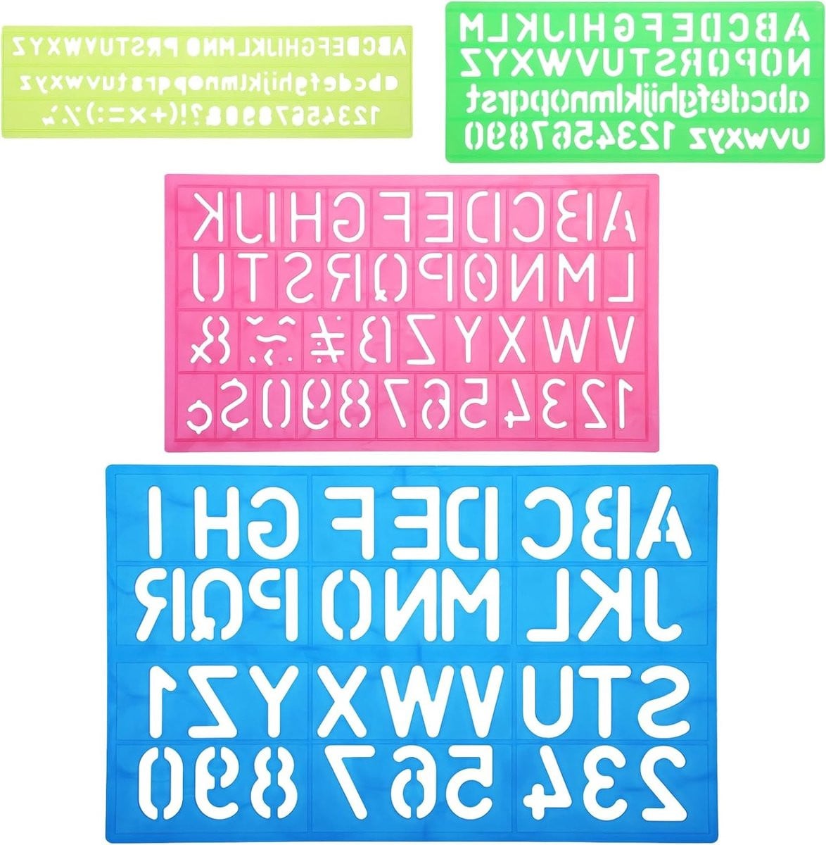 Letters en Cijfers Sjablonen Set voor Tekenen, Leren, Scrapbooking en Creatieve Klussen - 4 Stuks