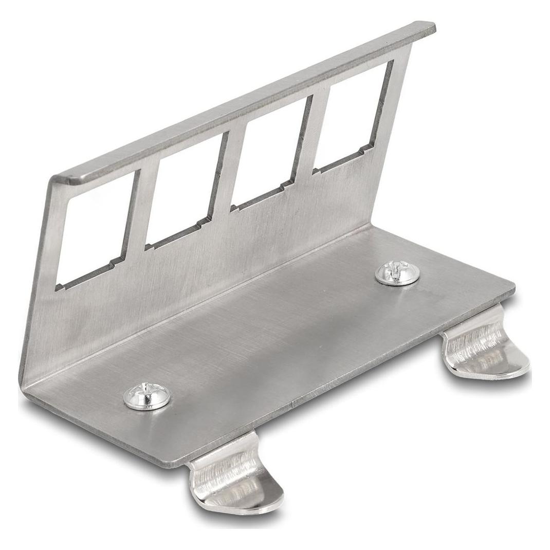 Delock Keystone Metall Halterung 4 Port für Hutschiene (Keystone Modulhalter) (88140)