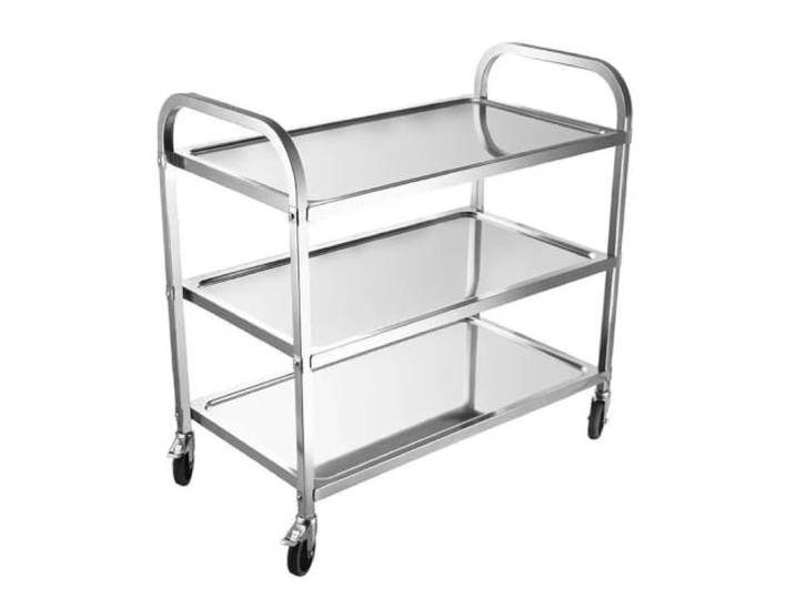 XPJYUA Service Servierwagen Trolley aus Edelstahl Robuster Lebensmittelwagen, Hotel-Servierwagen, Restaurant-Aufbewahrungswagen, mobiles Versorgungsregal