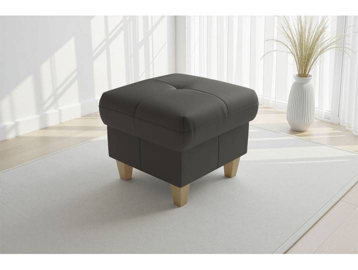 Polsterhocker SIT & MORE Pamela, Leder, B: 58 cm , grau (anthrazit), B:58cm H:48cm T:58cm, Hocker, Polsterhocker, mit praktischen Stauraum, hochwertige Qualität, verschiedene Farben