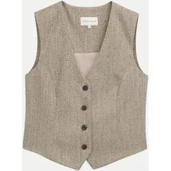 Taillierte Weste mit Fischgrätmuster Beige 36