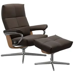 Stressless Sessel mit Hocker David Cross Leder Braun Batick Brown L (Large)