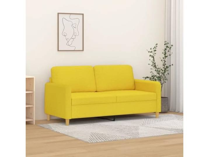 YUTAASU 2-Sitzer-Sofa Hellgelb 140 cm Stoff Metallgestell, Dick gepolstert, Atmungsaktiv, Langlebig, Modernes Design