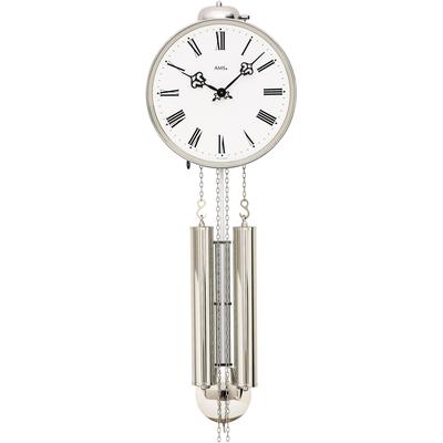 Pendelwanduhr AMS "H342", silber (silberfarben), Wanduhren, B/H/L: 10cm, Mechanische Uhr,Holz-/Metallgehäuse,Made in Germany,Wohnzimmer