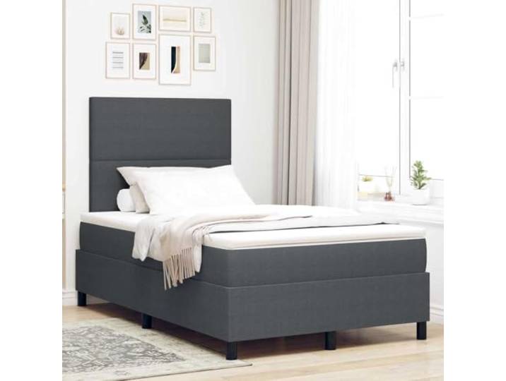 YUTAASU Boxspringbett Dunkelgrau Weiß 120x190 cm Cordstoff Verstellbares Kopfteil, Taschenfedermatratze, Holzwerkstoffrahmen, Mittlere Festigkeit