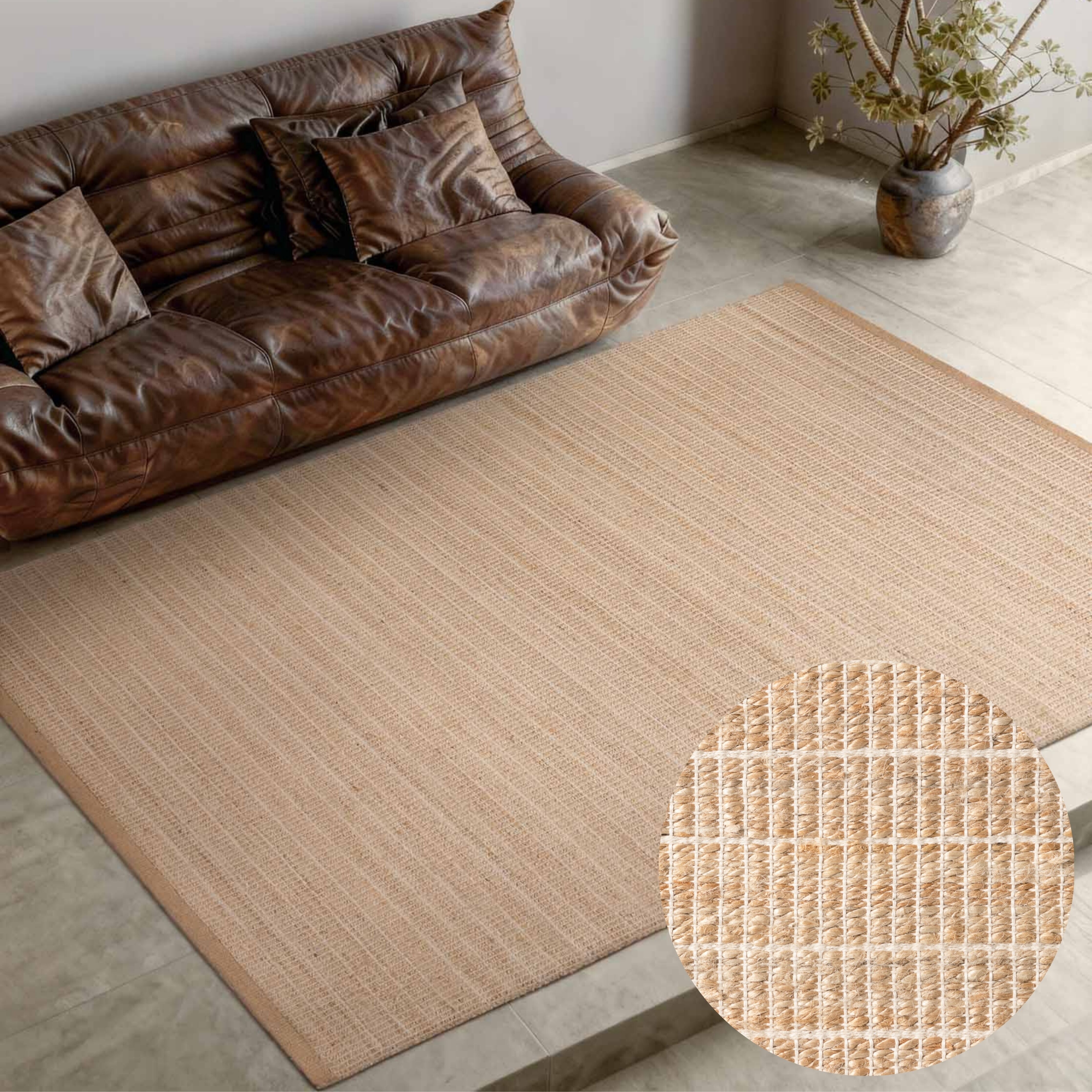 Teppich VILLEROY & BOCH "Birka", beige (natur, gold), B:120cm H:6mm L:170cm, Baumwolle, Jute, Teppiche, Teppich, Jute, Natur, Wohnzimmer, Esszimmer, Schlafzimmer, Flur, Modern, Boho natur, gold B : 120cm 1 Stk., 6mm, L: 170cm