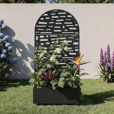 Lumibee Outdoor Patio Arch Privacy Fence Screen Planter Box with Trelli