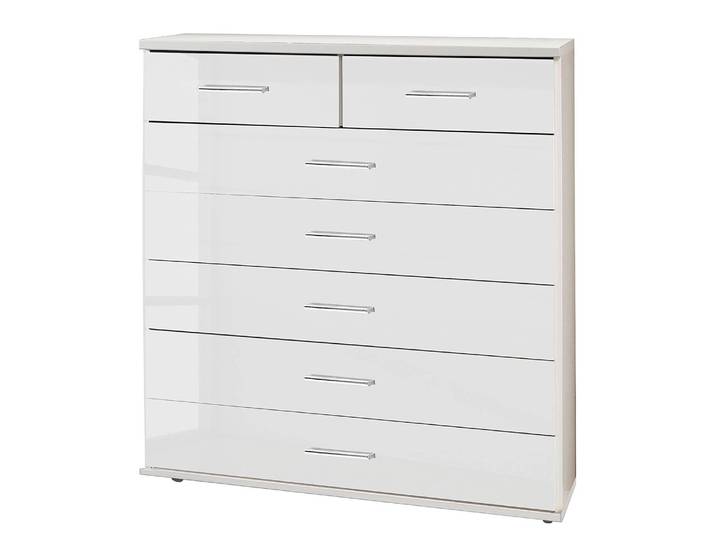 Kommode 91 cm 91 x 106 x 40cm Weiß/Hochglanz Weiß/Matt Weiß