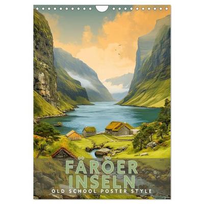Färöer Inseln - Old School Poster Style (Wandkalender 2027 DIN A4 hoch), CALVENDO Monatskalender