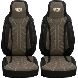 Bremer-Sitzbezüge Wohnmobil Schonbezüge 2 Stück für Ducato / Jumper / Boxer schwarz/braun