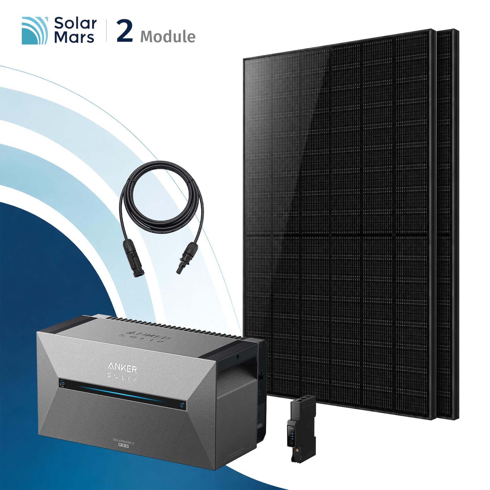 SolarMars® 1000W Balkonkraftwerk mit Speicher, Anker SOLIX Solarbank 2 E1600 pro - Ohne Halterung