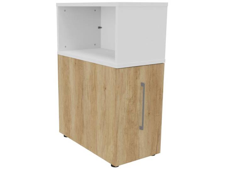 Caisson Tower Hauteur 110 cm - 2 niveaux de rangements + Niche supérieur - Corps Chêne Nebraska / Niche Blanche