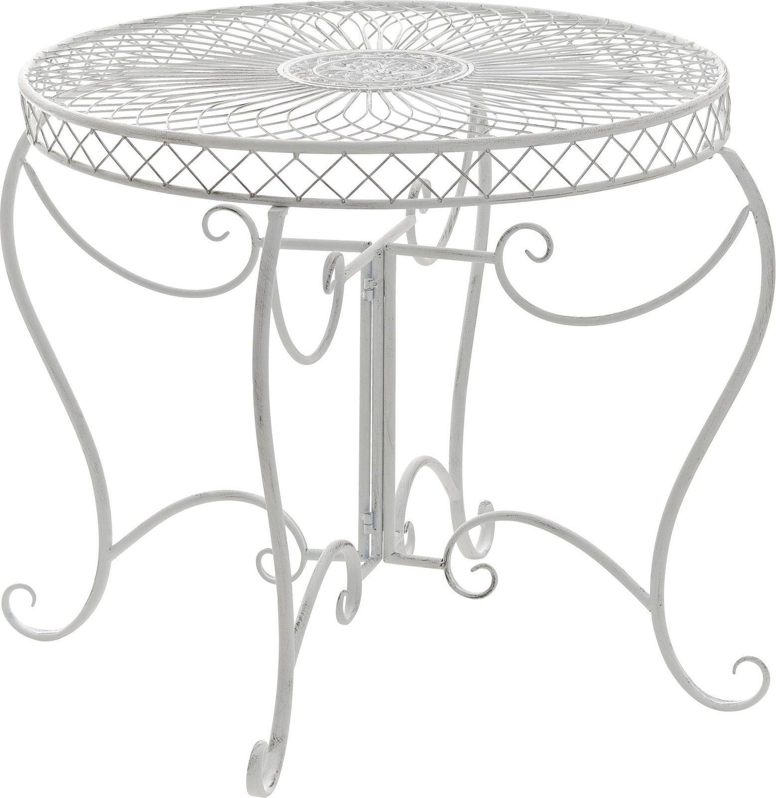 CLP Trading Metalen tafel Sheela - Wit, antiek model