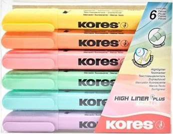 KORES HIGH LINER PLUS PASTEL, Set mit 6 Farben