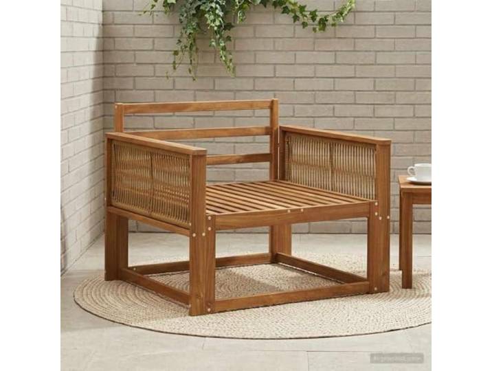 GBCDSWBR Mittelsofa Akazie Gartenmoebel Lounge Sitzbank Braun 83x91x73cm Massivholz, Wetterfest, Latten-Rücken Design, Für Balkon & Terrasse