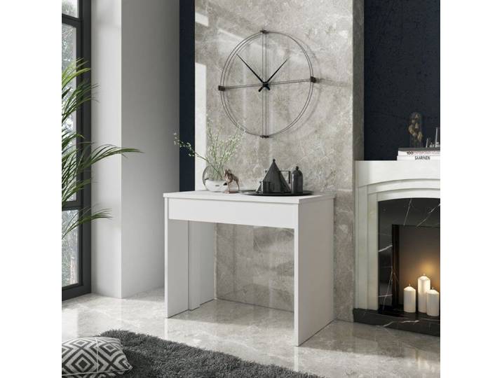 Console Extensible Luisago Dmora Bois Nobilisé Blanc 302x75x90h cm