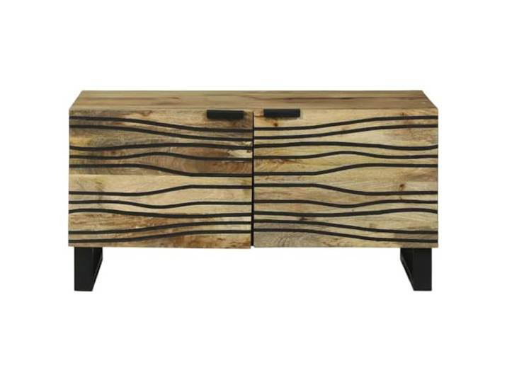 KTHLBRH Couchtisch natur 80 x 50 x 40 cm Technisches Holz, gerade, Metallbeine, 2 Türen, minimalistisches Design für Wohnzimmer