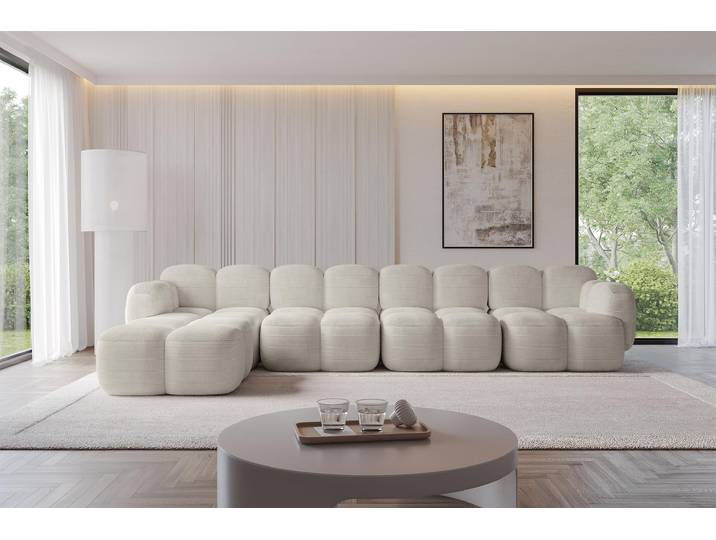 ALTDECOR Ecksofa - Miko-L3 - 390x205x75 - Creme Corner Sofa Eckcouch Couch L-Form, links/rechts angeordnet