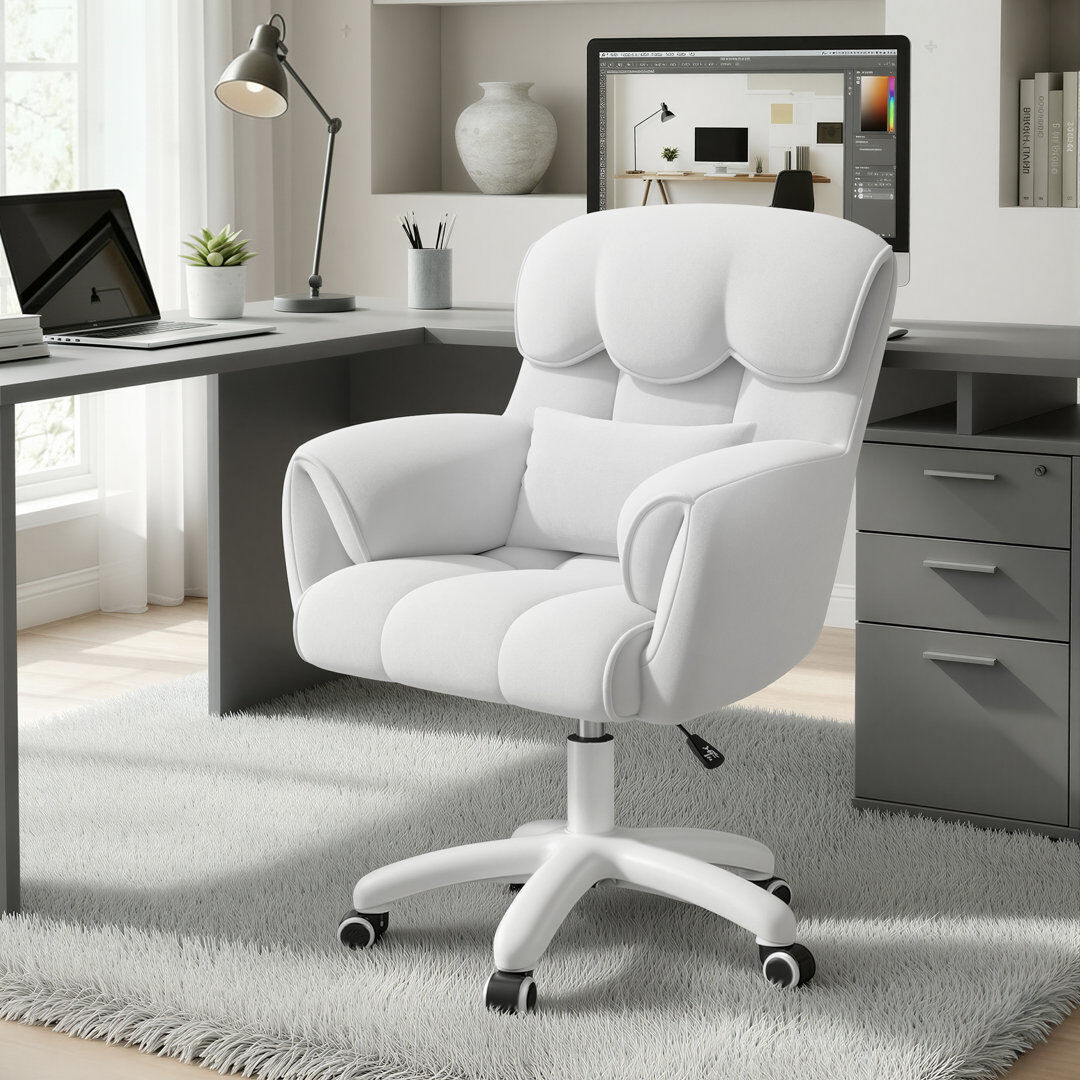 Fairmont Park Velvet Office Chair White/White 56cm W X 58cm D