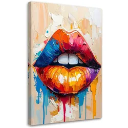 LEINWANDBILD Bunte Lippen Abstrakt 80x120cm