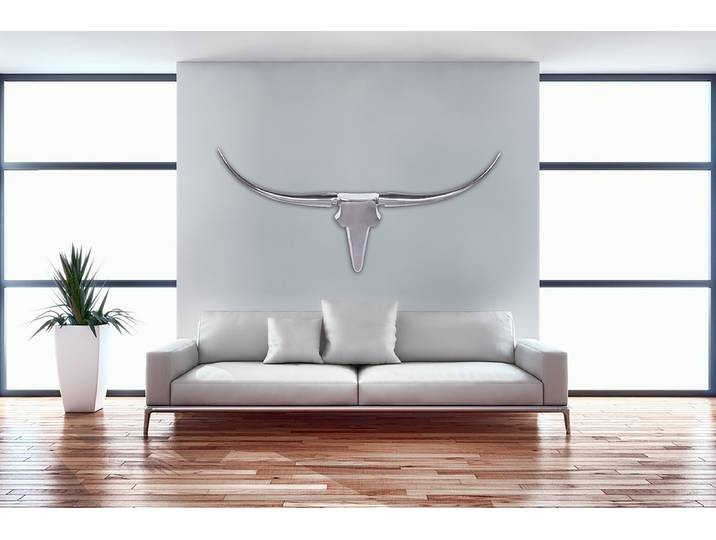 Décoration murale Cornes de taureau 125 x 60 x 10cm Argenté/Argenté