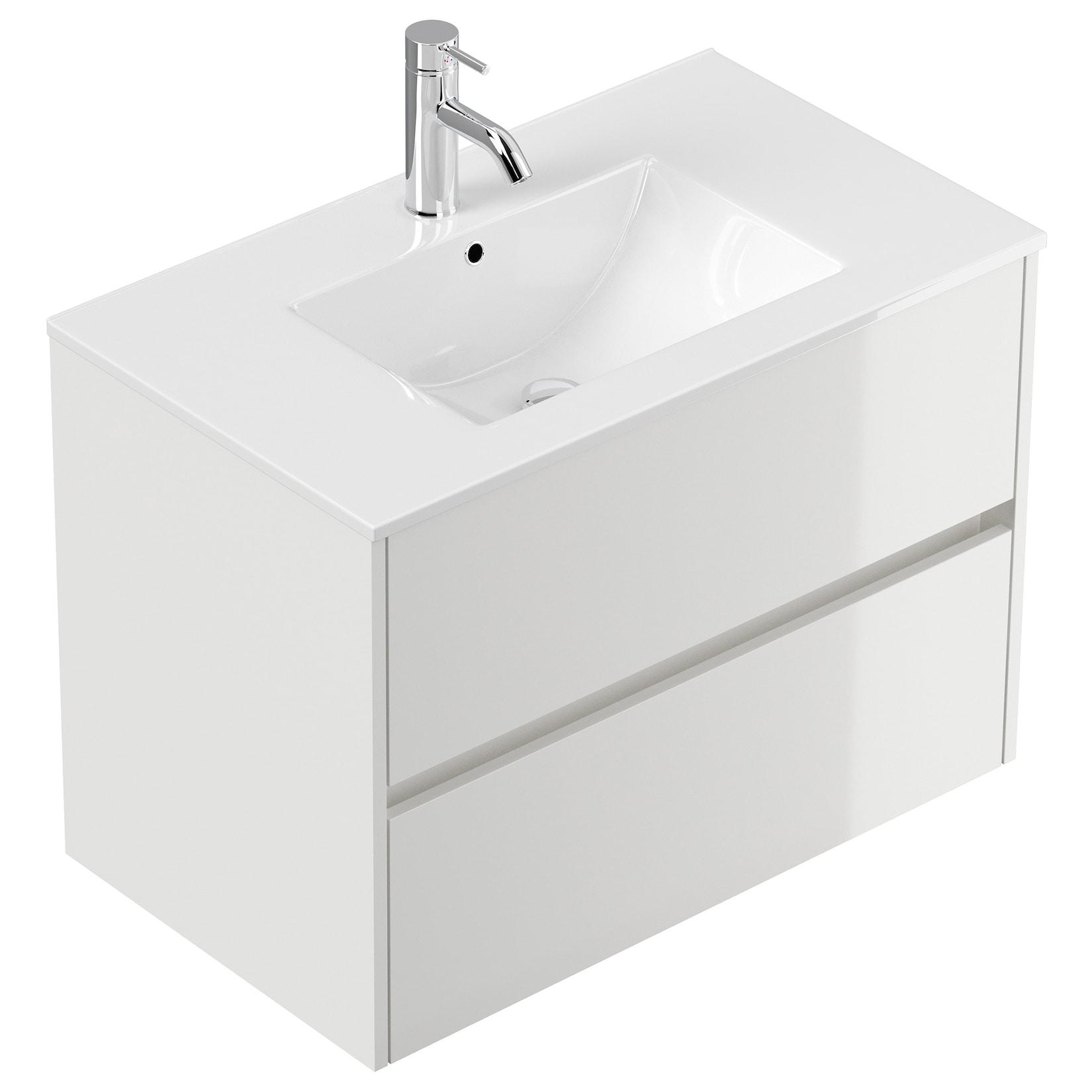 Badmöbel Limes & Waschtisch 80cm 2 Greifraum SoftClose Auszüge weiß Hgl