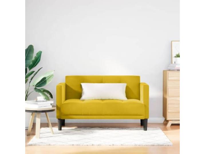 ZQQLVOO Zweisitzer-Sofa Gelb 111 cm Samt Weicher Samtstoff, Schaumstoff-Feder-Kombination, stabiles Sperrholzgestell, modernes Design