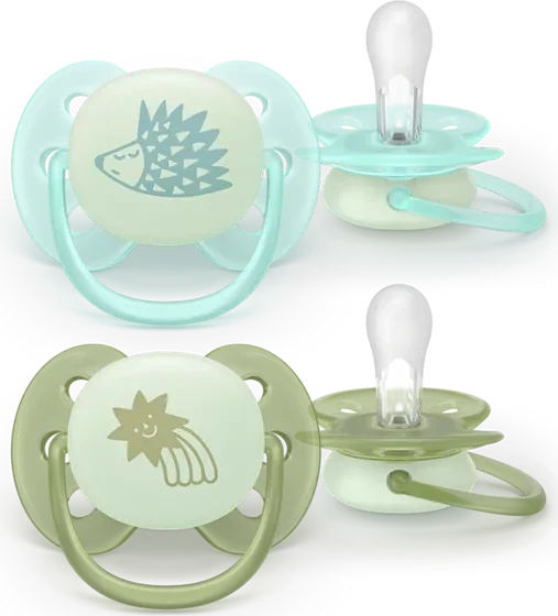Philips Avent Fopspeen +0m Soft night groen/kaki 2 St Sauger