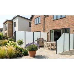 Glas Sichtschutzelement San Antonio 120 x 120 cm – Sichtschutzwand aus Glas, Satinato – rechteckiges Element – für Garten Windschutz & Trennwand