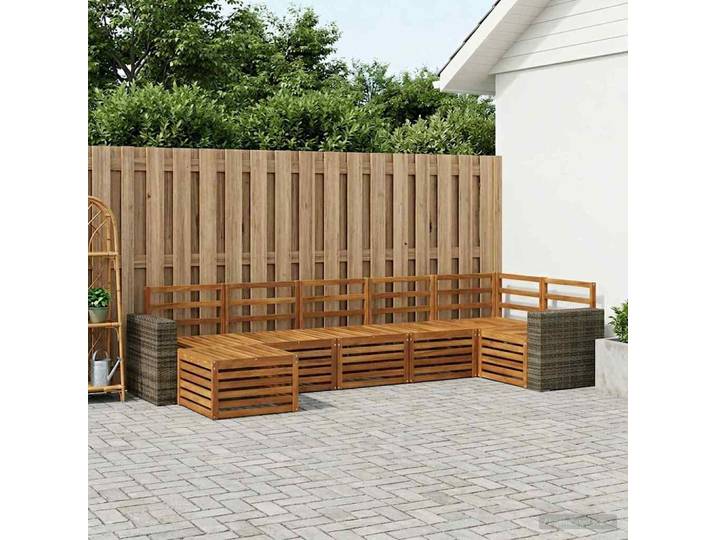 vidaXL Outdoor-Sofagarnitur 7 stk. 6-Sitzer Natur Solid Acacia Wood