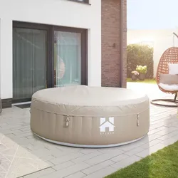HOME DELUXE Outdoor Whirlpool SPLASH inkl. Abdeckung - Ø208 cm 6 Personen Beige