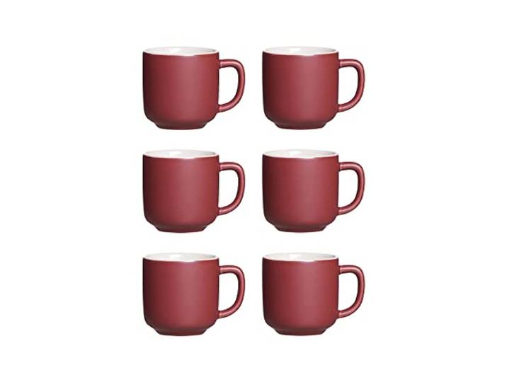 Ritzenhoff & Breker Espressotassen Jasper, 6er Set, Beere, 100 ml, Mokkatassen aus Steinzeug, Soft-Touch-Haptik & Mattglasur